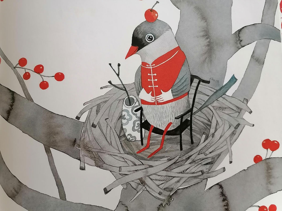 Cenerina ha una grande stoffa a fiori, Fu Wenzheng